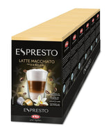 ESPRESTO Latte Macchiato Typ Vanilj, kompatibel med K-fee & ALDI EXPRESSI*, RFA-certifierad, söt & harmonisk, 48 ​​kaffekapslar & 48 mjölkkapslar