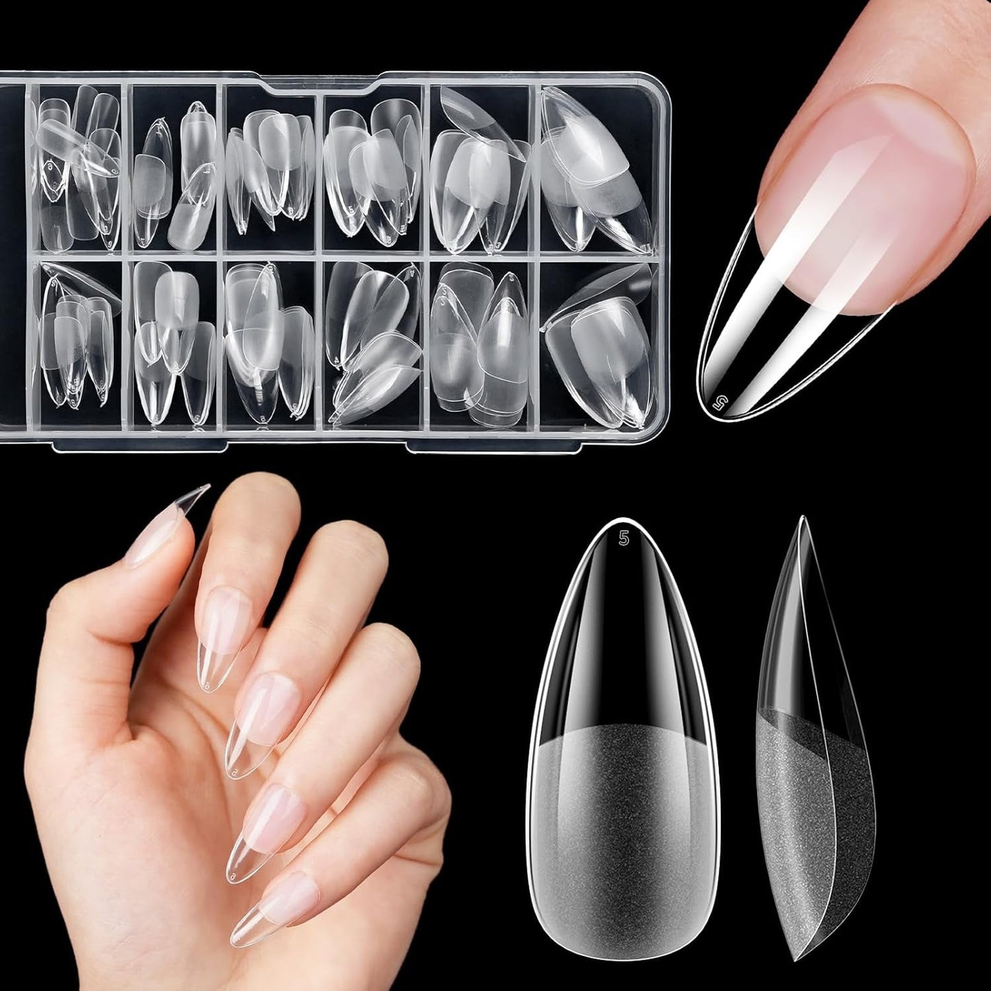 Korta lösnaglar Ballerina 120st lim på 12 storlekar Korta konstgjorda naglar Soft Gel Heltäckande Nageltips för korta gelnaglar S