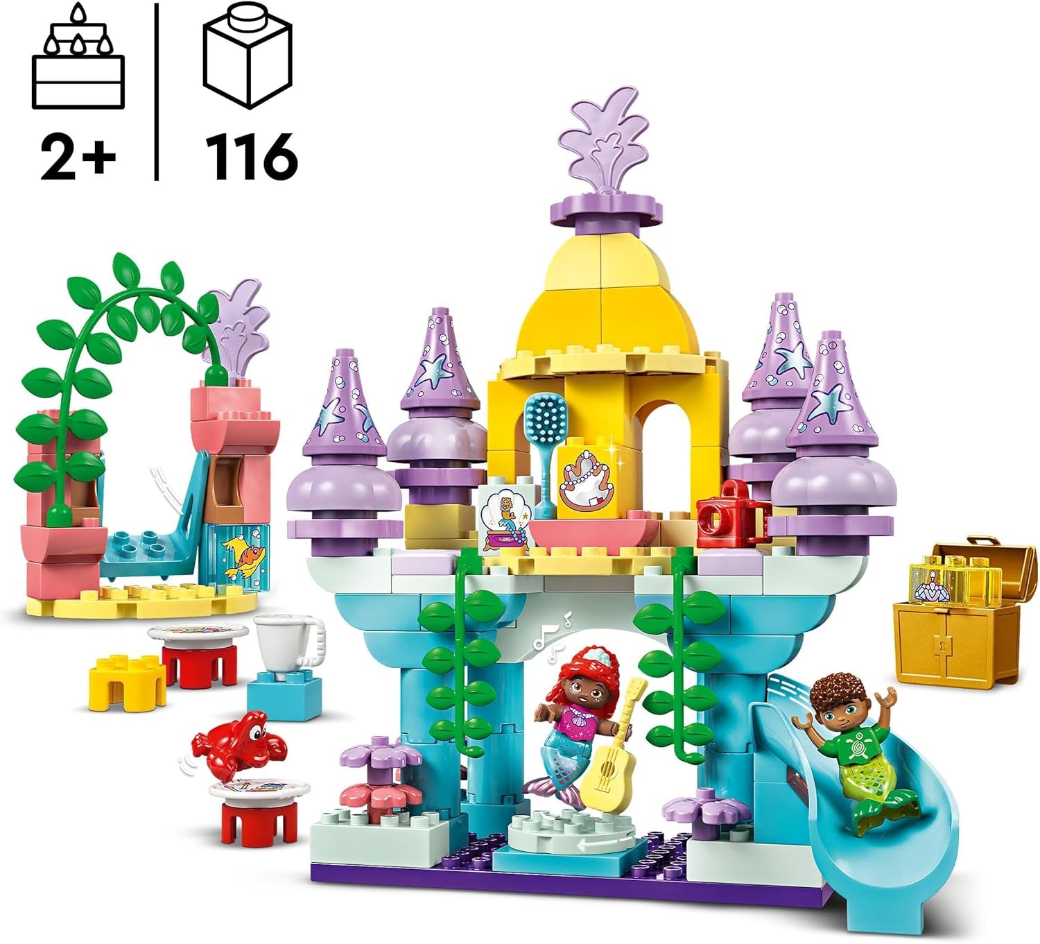 LEGO DUPLO | Disney Ariels magiska undervattenspalats, pedagogisk leksak för sjöjungfrun Ariel, undervattensslott för barn över 2 år 10435 Byggset Besuche den LEGO-Store