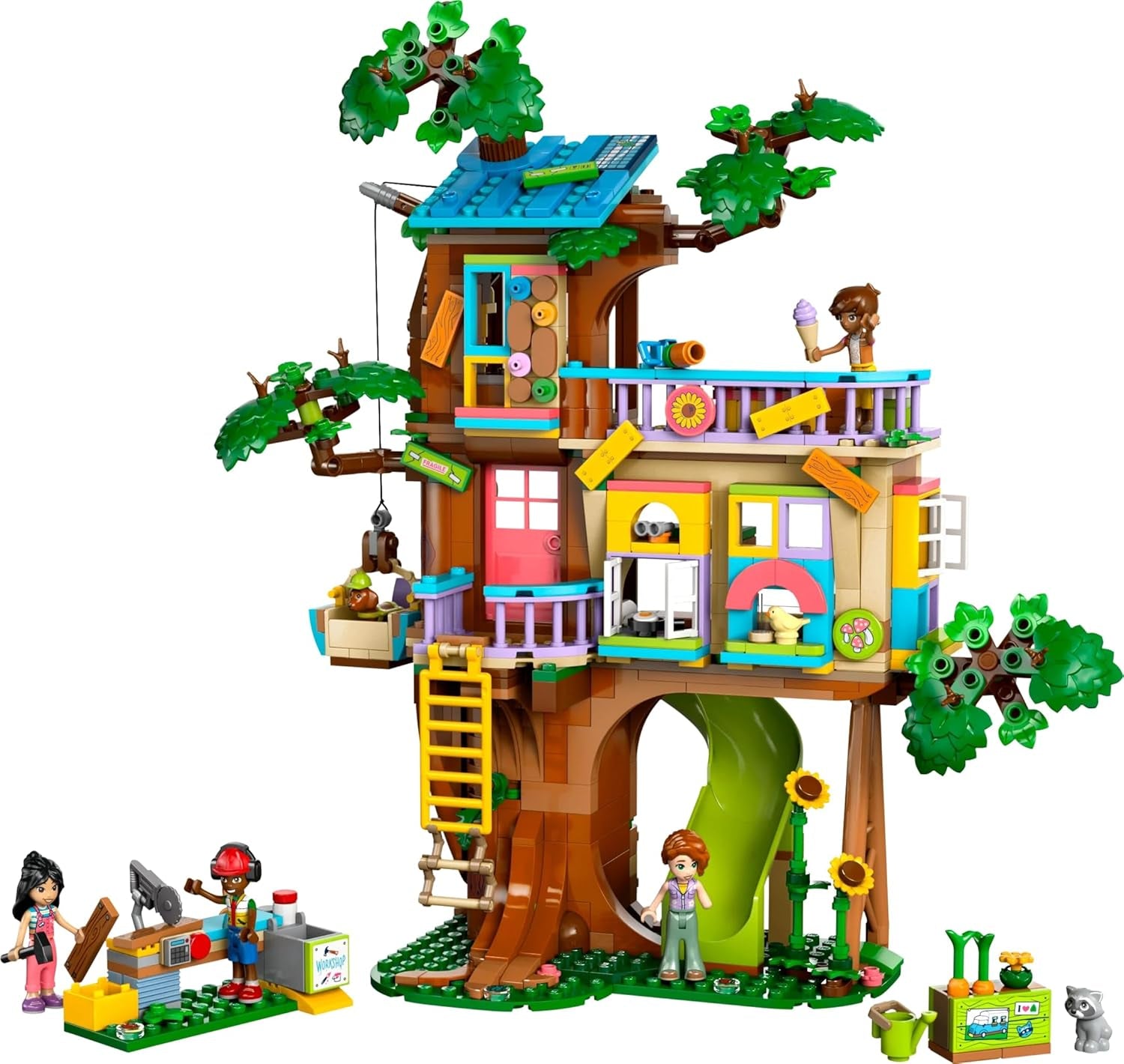 LEGO Friends Tree House Bygg och lek Rollspelsset Leksakshus för flickor 8 år Set med 4 karaktärsminifigurer och 2 djurfigurer Presentidé för barn 42652 Byggset Besuche den LEGO-Store
