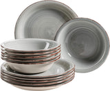 MÄSER servisset för 6, modern vintagelook, 12-delad bordsservering, handmålad, blå, kakel, rökblå (Bel Tempo II)