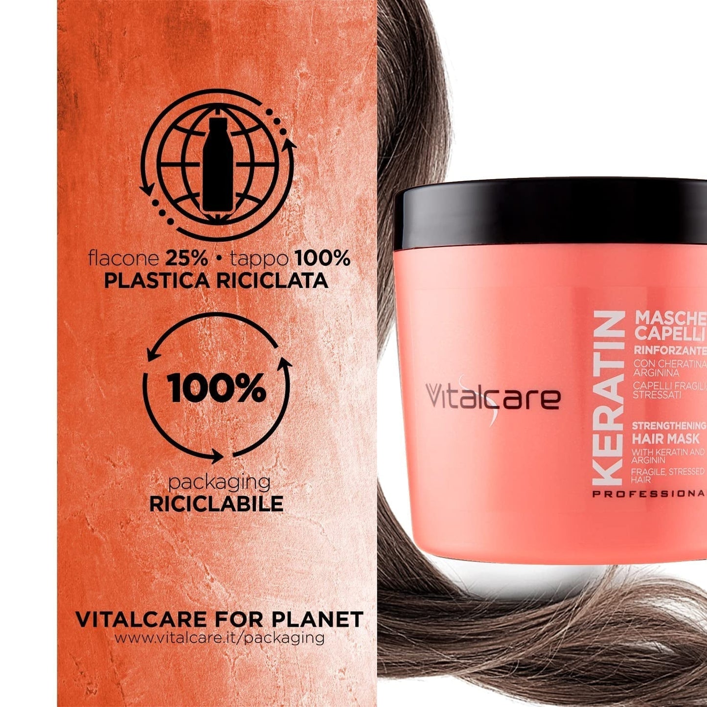 | Keratin - Stärkande hårmask för sprött och skadat hår med keratin och arginin för starkare och mjukare hår 4 x 500 ml Naty Shop hårmask
