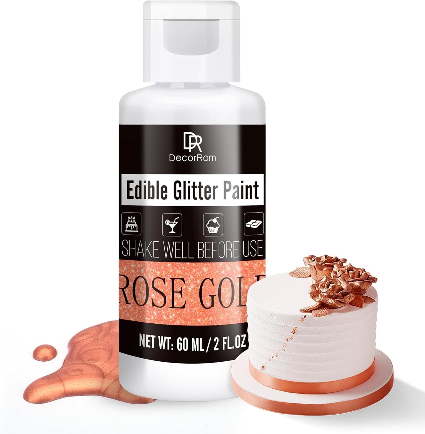 Ätbart flytande glitter - 6 färger metalliskt glitter matfärg för tårtdekorering, bakning, muffins - ätbart flytande glitter metalliskt pulver för gör-det-själv-kex, fondant, kakor