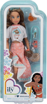 Vaiana docka med tillbehör, 29cm, 13 artikulationspunkter, officiellt licensierad av Jakks Pacific. Komplett med kombinerbara tillbehör och en gnistrande Mickey-ring!