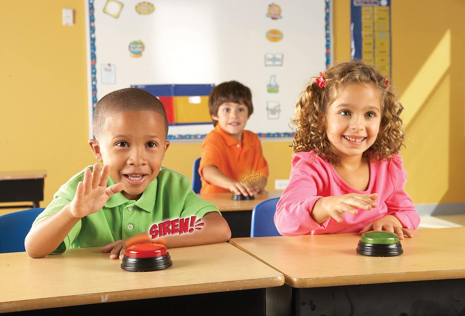 Lärmedel Ljus & Ljud Buzzer pedagogiska spel från 3 år Frågeleksak för barn med 4 olika ljud för spelkvällar och klassrum Leksaker Bebe Naty Shop
