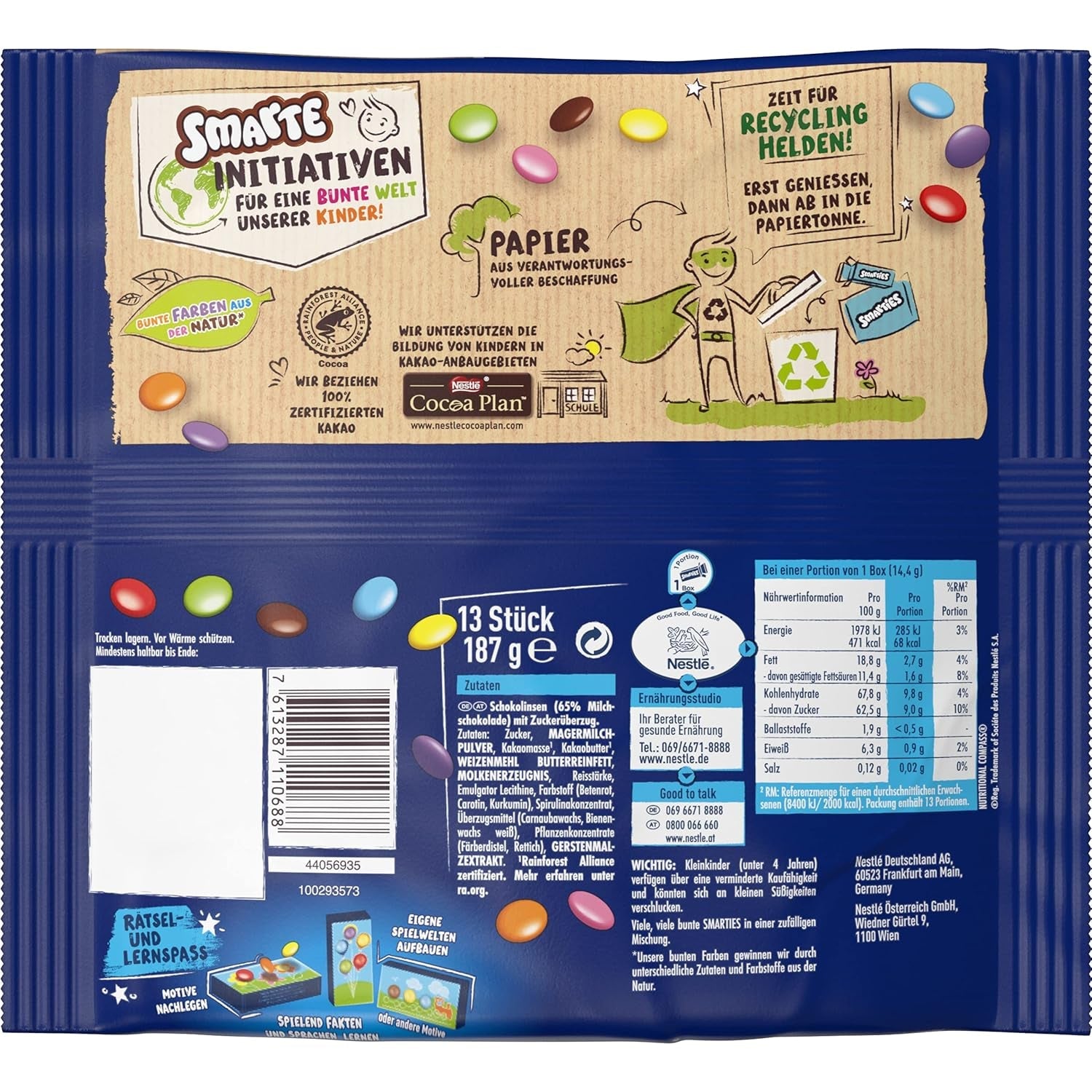 Nestlé SMARTIES Mini individuellt förpackade små linser med mjölkchoklad 3-pack (1 x 187 g)
