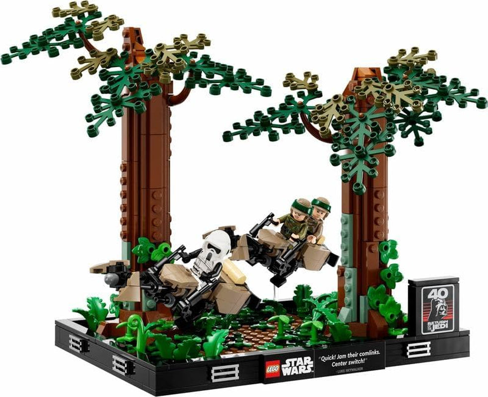 LEGO 75353 Star Wars Pursuit on Endor - Diorama Set, Return of the Jedi med Luke Skywalker, Princess Leia & Scout Trooper and Speeder Bikes, 40-årsjubileum Byggset Besuche den LEGO-Store