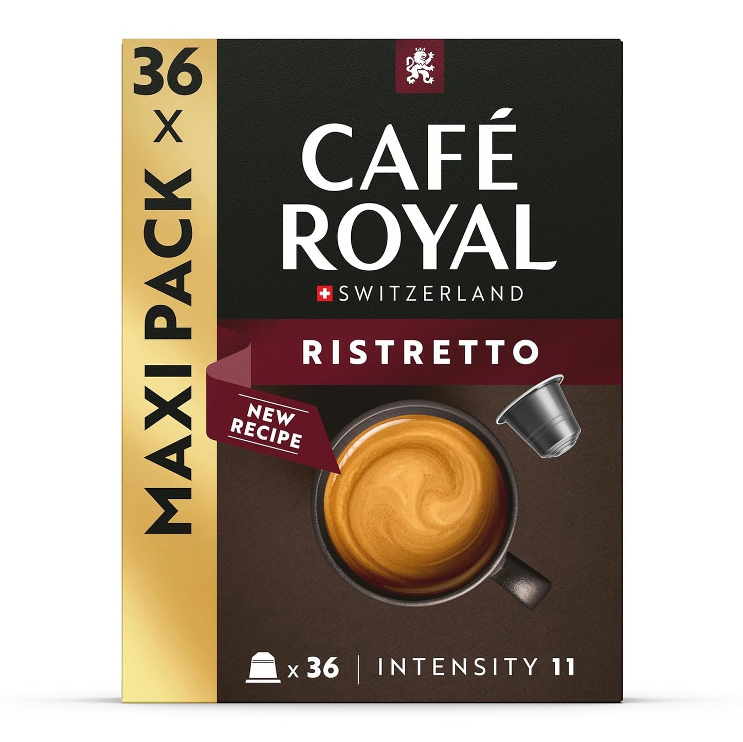 Café Royal Ristretto – Nespresso®-kompatibla kaffekapslar, 100 % Arabica, intensiv, mörkrostad, intensitet 11/12, Rainforest Alliance, 36 kapslar