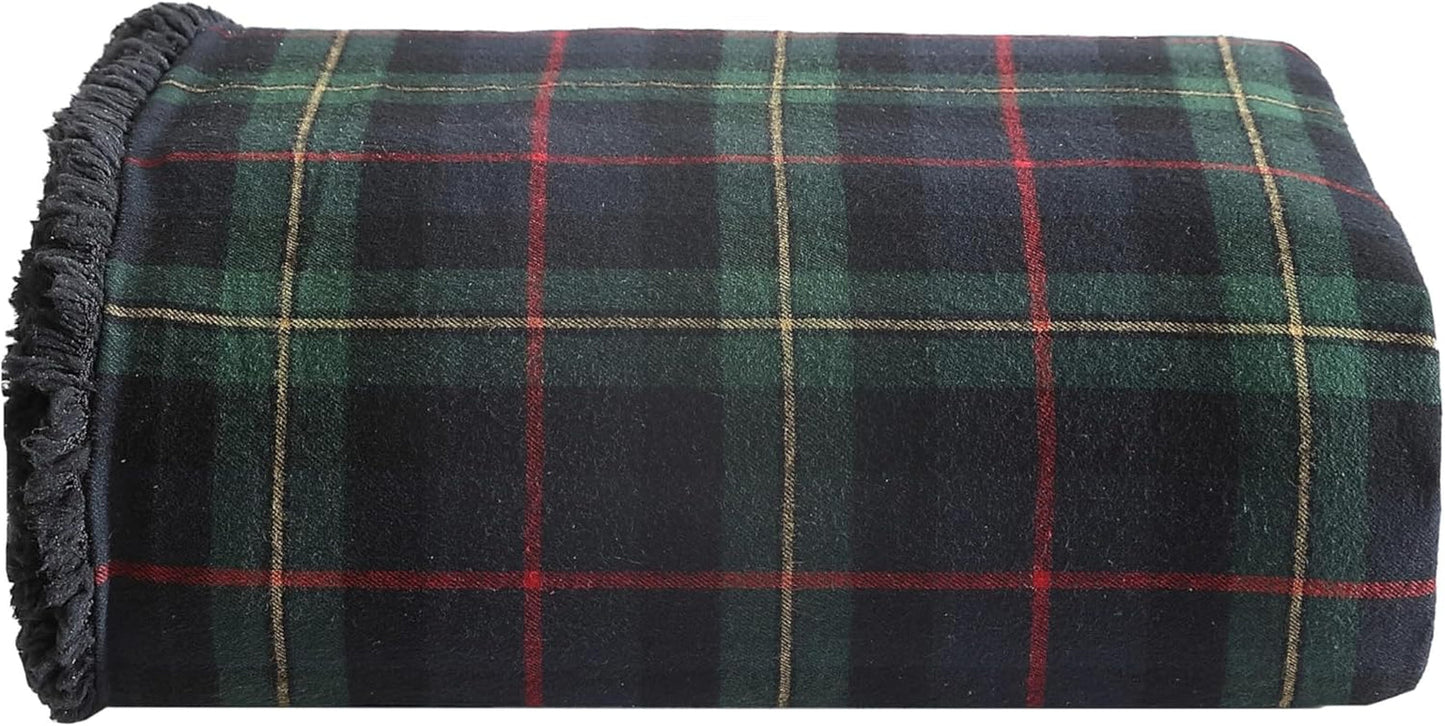 Eddie Bauer filt, bomullsflanell, heminredning, vändbar, sherpa-sängkläder, tallpläd, slängtäcken och täcken Naty Shop Pine Tartan, Röd/Grön/Antracit Throw