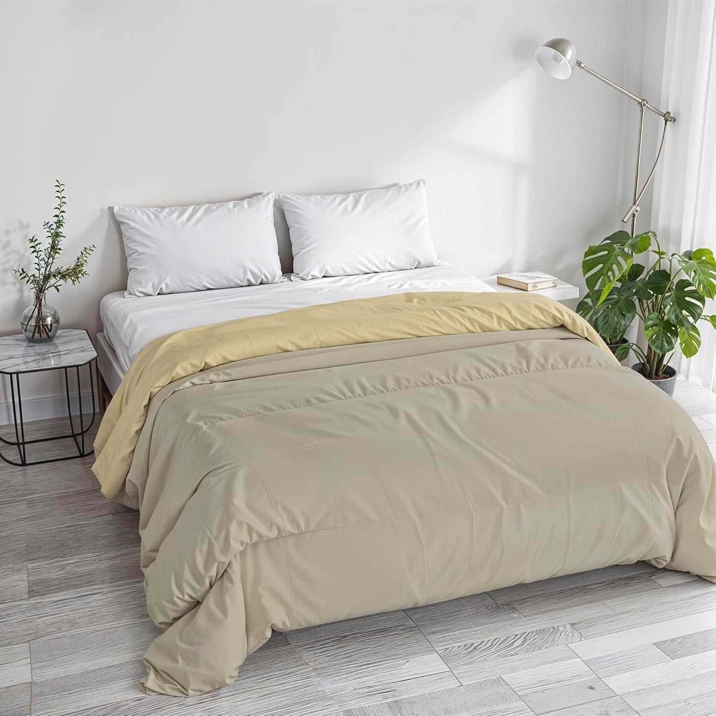 Grundläggande vinterfilt, enfärgat och fodrat, mörkgrön/kräm, 200X245Cm Naty Shop Täcken och täcken Taupe/creme 250X245Cm