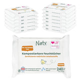 Naty babyservetter | 100 % ört- och doftfri för känslig hud | Plastfria och certifierade komposterbara våtservetter med 98 % renat vatten | 672 våtservetter (12 förpackningar)