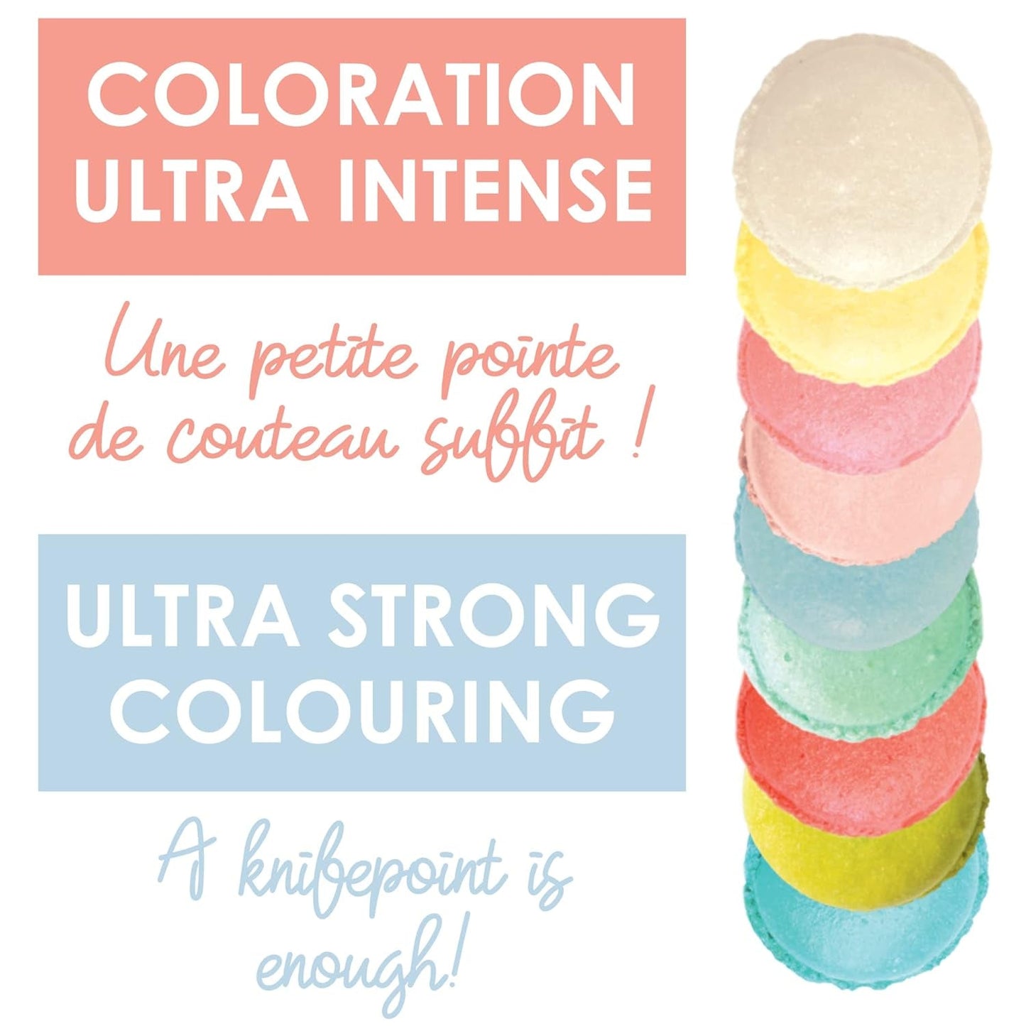 Scrapcooking - Set med 9 pastellfärger - blå, gul, korall, rosa, turkos, limegrön, vit, vattengrön, pulverrosa - Ätbart färgpulver för kakor, muffins, macarons - 4272