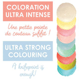 Scrapcooking - Set med 9 pastellfärger - blå, gul, korall, rosa, turkos, limegrön, vit, vattengrön, pulverrosa - Ätbart färgpulver för kakor, muffins, macarons - 4272