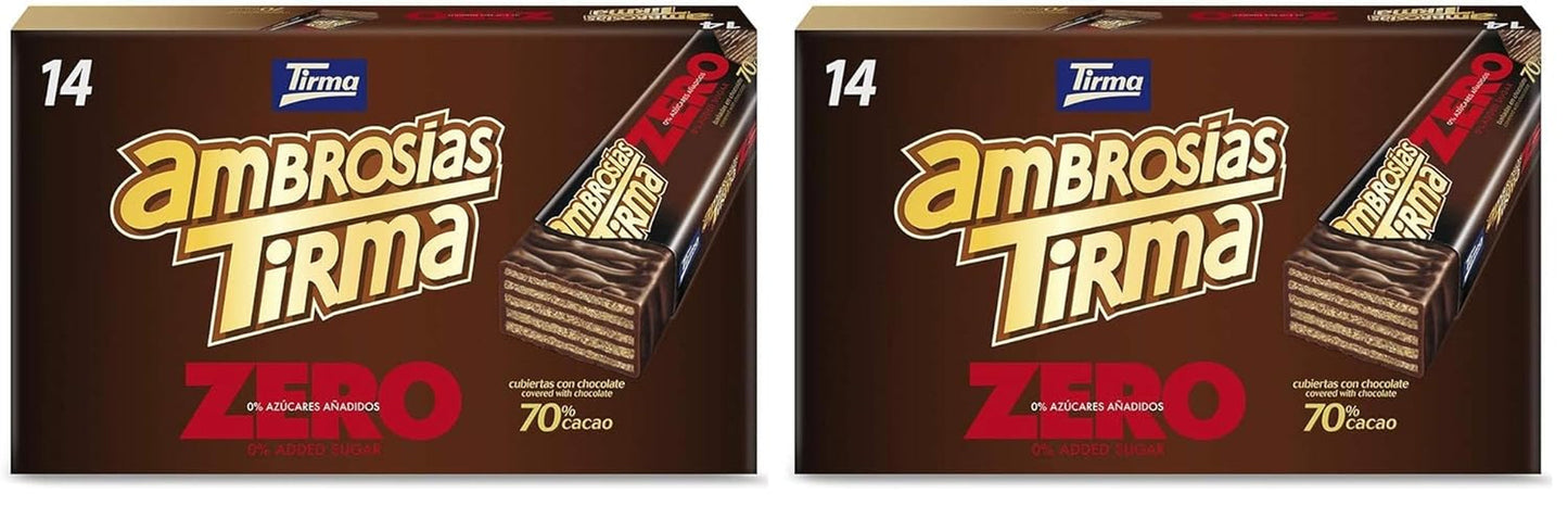 Våfflor med mörk choklad Tirma 70% kakao | Inget tillsatt socker | Lämplig för keto-dieter | Lågkolhydrat | För diabetiker Chokladwafers Multi Pack | 3 stycken | 64,5 g