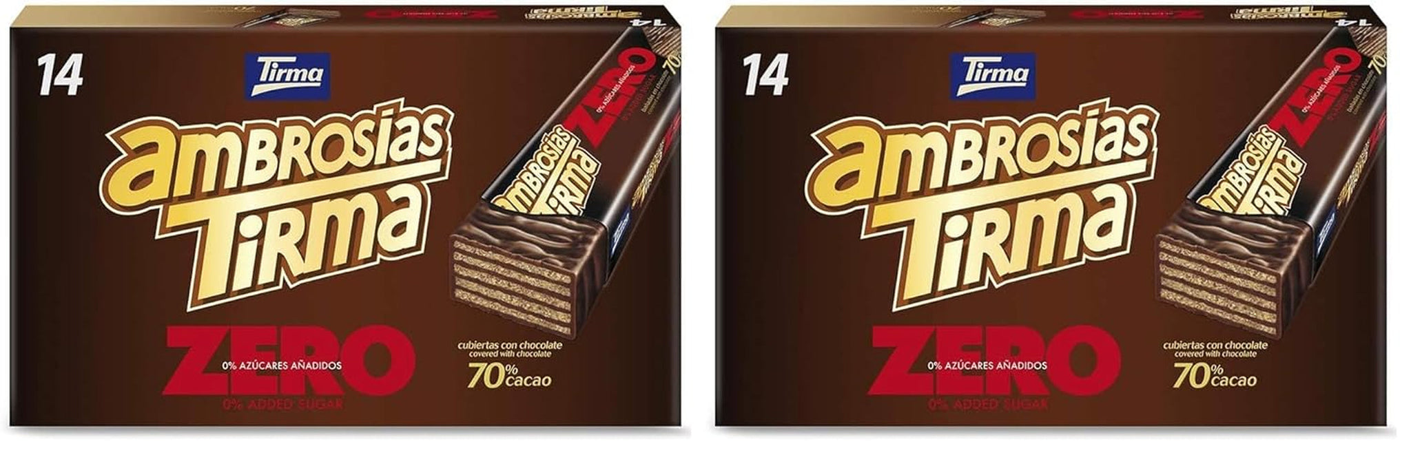 Våfflor med mörk choklad Tirma 70% kakao | Inget tillsatt socker | Lämplig för keto-dieter | Lågkolhydrat | För diabetiker Chokladwafers Multi Pack | 3 stycken | 64,5 g