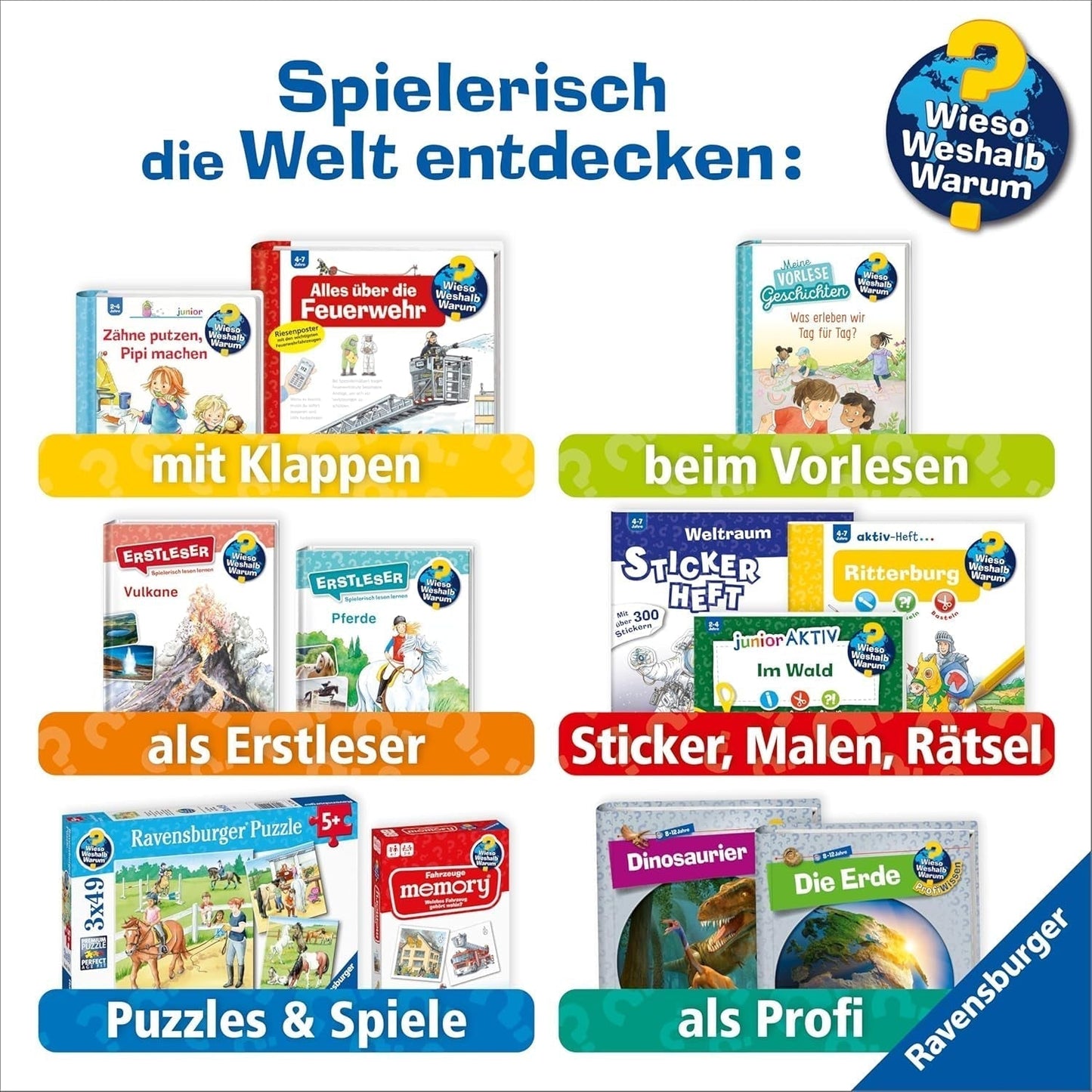 Ravensburger barnpussel 13411 - Havsdjur på korallrevet - Varför? Varför? Varför? Pussel 150 bitar XXL + kunskapsaffisch, för barn från 7 år Puzzle Naty Shop