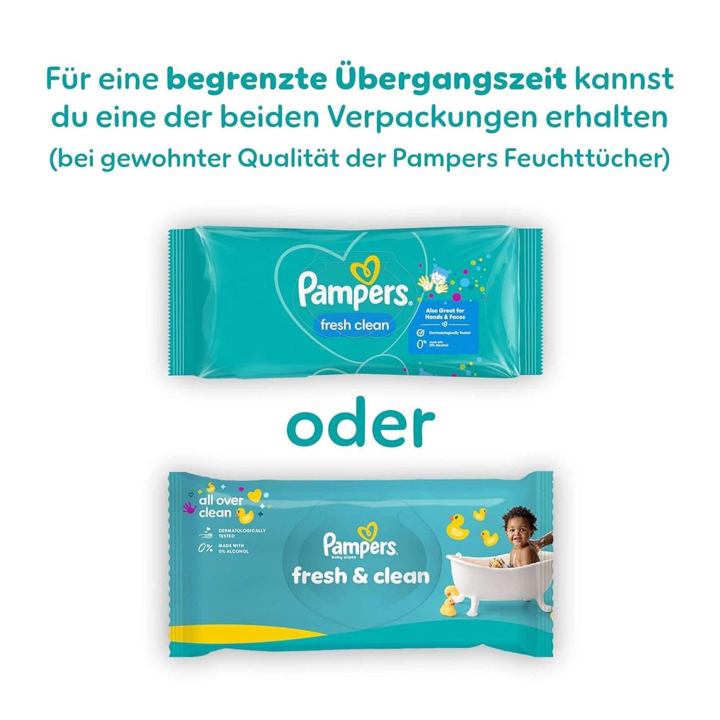 Pampers Fresh Clean våtservetter, 15 förpackningar med 80 våtservetter, 1200 våtservetter totalt, lätt doft, även lämplig för händer och ansikte