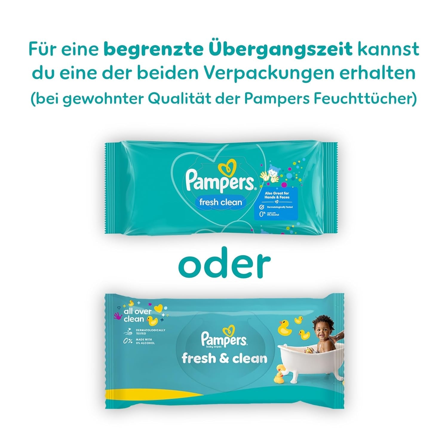 Pampers Fresh Clean våtservetter, 15 förpackningar med 80 våtservetter, 1200 våtservetter totalt, lätt doft, även lämplig för händer och ansikte