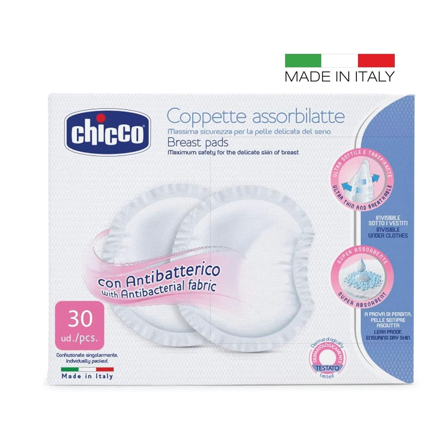 Chicco Acterielle Natural Feeling amningsskydd, 30 st Mat- och amningstillbehör Bebe Naty Shop