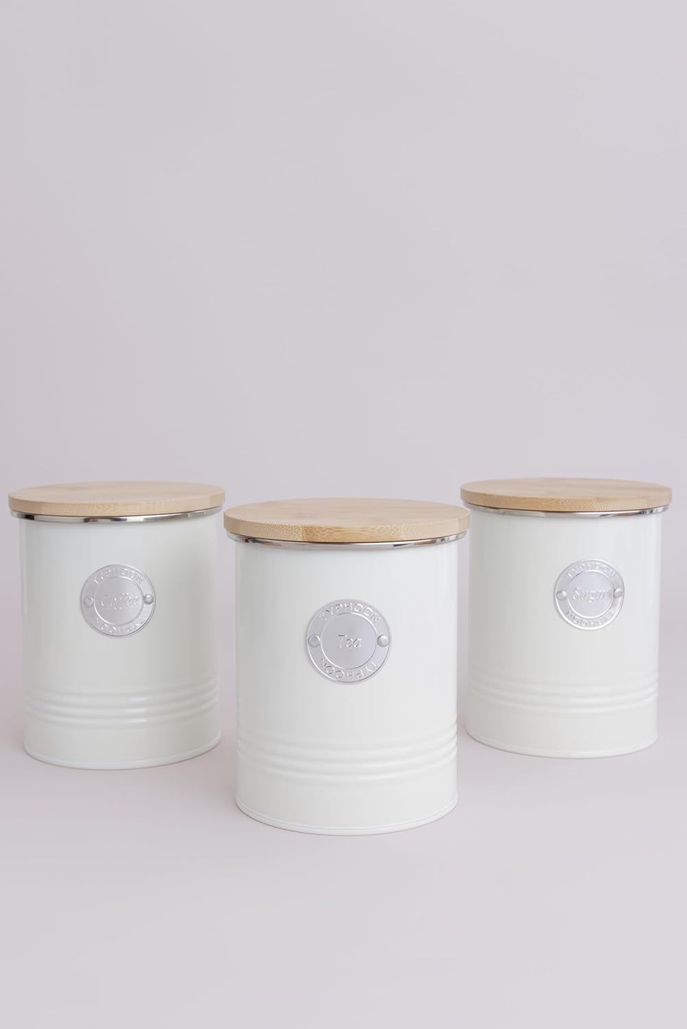 LIVING samling, sockerskål med lock | grädde pastell | förvaringsbox 1 L kök för socker | sockerbehållare av stål med lock | Bambu lufttäta förvaringsburkar med lock Naty Shop Food förvaringslådor