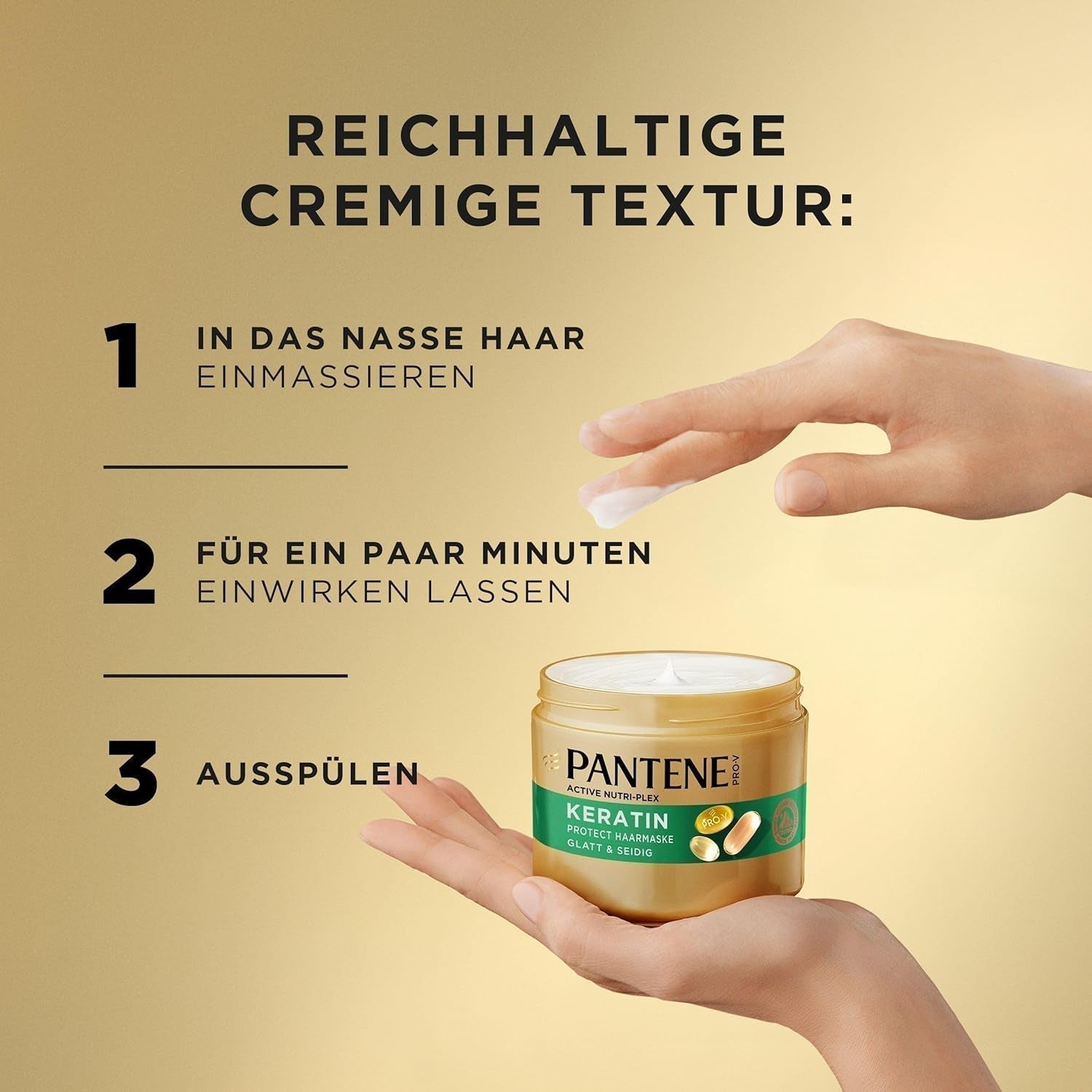 Pantene Pro-V Smooth & Silky Keratin Protect Hair Mask 500ml för lockigt och torrt hår, Upp till 72 timmars slätt och glänsande hår i en enda applicering, Med Pro-V formula och Active Nutri-Plex Hair mask Naty Shop