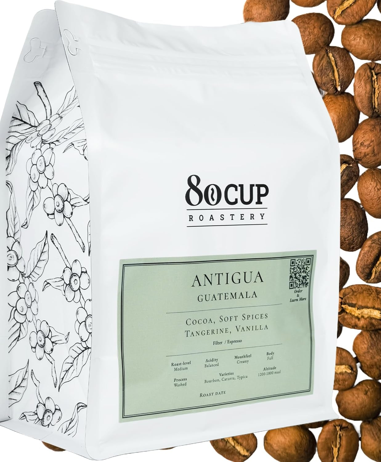 Rostade efter beställning ~ färskaste specialkaffebönor | 80 CUP Rosteri | Guatemala Antigua, Single Origin(1kg) Spezialitäten Kaffeebohnen, Frisch Geröstet