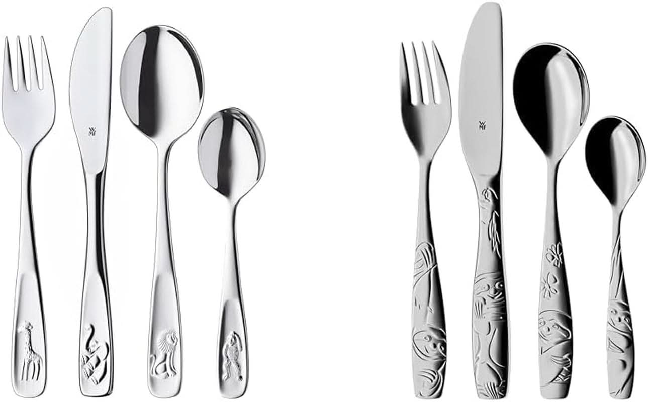 WMF Animals bestickset i rostfritt stål för barn, 4 delar, polerat Cromargan Kitchen Naty Shop