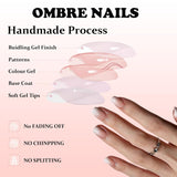 240 st Korta lösnaglar Set - Korta naturliga konstgjorda falska naglar för limning - Nude Gradient Konstgjorda naglar för Box Nail Extensions (Nude Gradient)