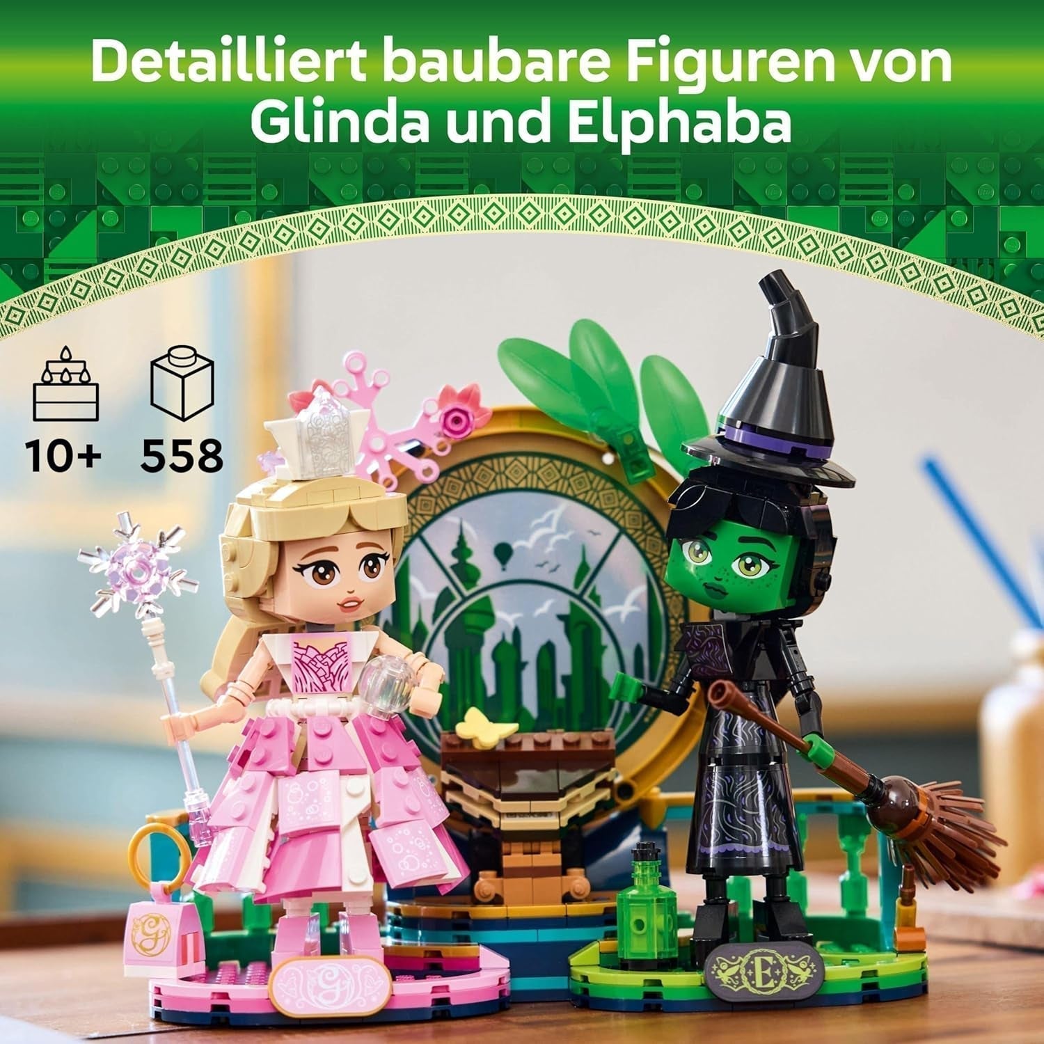 LEGO Wicked Elphaba och Glinda dockor - häxor från Oz samlarfigur leksak - kreativ present till flickor över 10 och fans av filmen - 75682 Byggset Besuche den LEGO-Store
