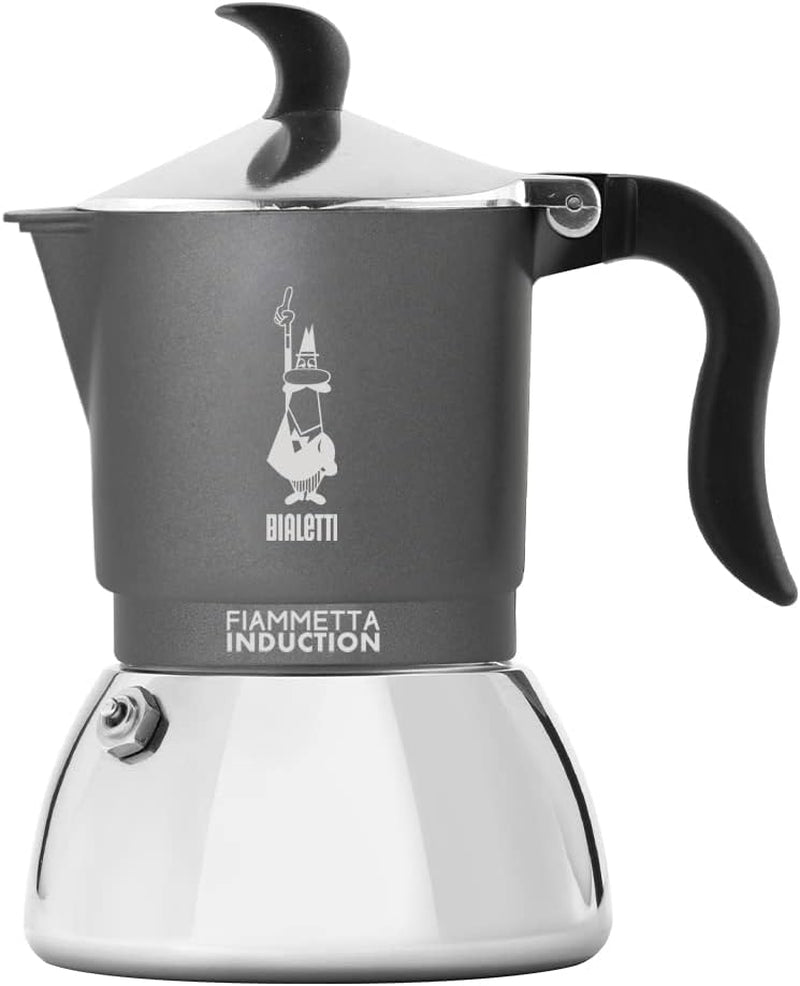 Bialetti Fiammetta induktionskaffemaskin, 2 koppar (100 ml), lämplig för alla typer av hällar, elegant design, svart