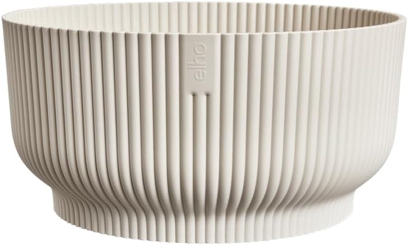 elho Vibes Fold Bowl 25 - Blomkrukor inomhus - 100% återvunnen plast - Ø 24,9 x H 12,1 cm - Vit/Vit linne