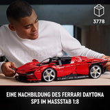 LEGO Technic Ferrari Daytona SP3 modellsats 1:8 skala, röd supersportbil, utökad bilmodell samlarobjekt, Ultimate Car Concept 42143 Byggset Besuche den LEGO-Store