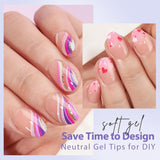 Btartbox Extra Korta Soft Gel Nails Heltäckande Mandel Korta Nagelspetsar 160 st Fördesignade XCOATTIPS konstgjorda naglar Mandel Korta nageltips för nagelförlängning