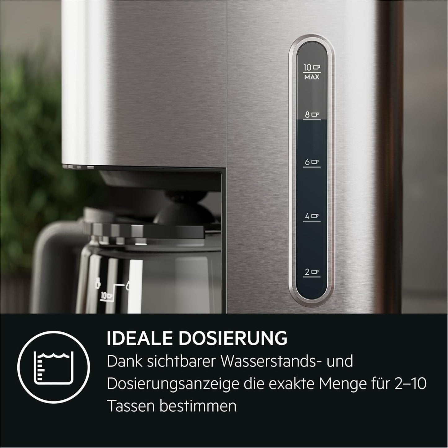 AEG Deli 5 espressomaskin, 1,5 l, programmerbar timer, varmhållningsfunktion, säkerhetsstopp, vattennivåindikator, optimal dosering, antidroppfunktion, rostfritt stål, CM5-1-6ST