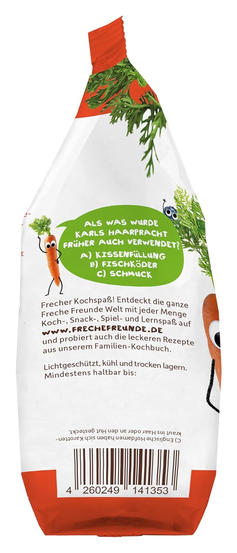 Freche Freunde Ekologiska grönsaksnudlar 'morot' 25 % grönsaksinnehåll Vegansk 6-pack (6 x 300 g)