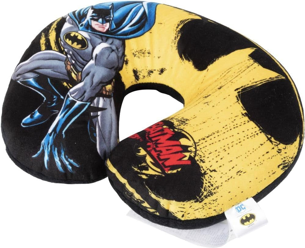 DC Comics Soft Batman Bil Rese Nackkudde Barnsäkerhet Komfort Superhjälte Bat Man, Cuscino Da Viaggio Auto, Ljusblå, One Size Resekuddar Naty Shop