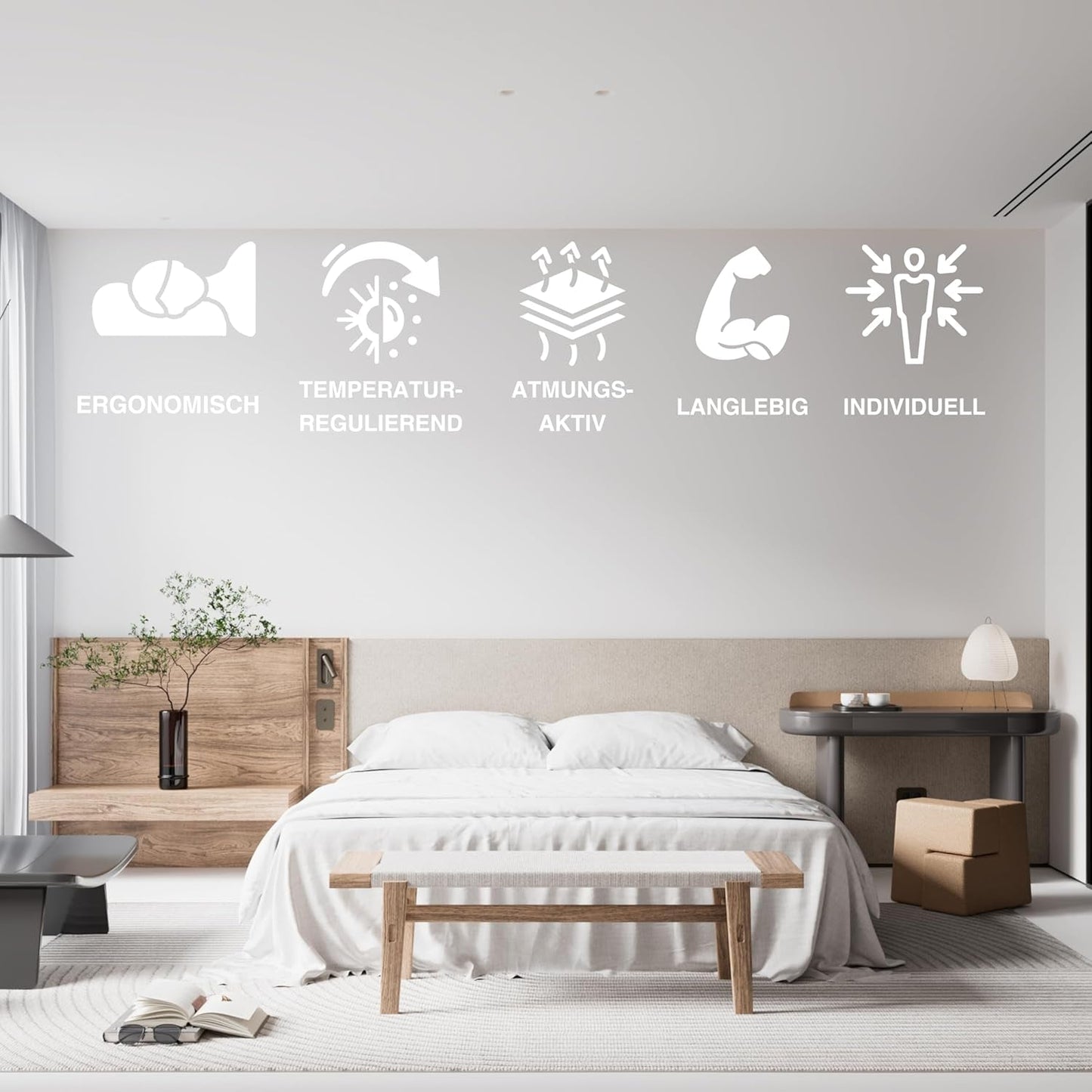 Ortopedisk nackstödskudde för 80X40, 800X400 mm, viskoelastisk kudde, visco kudde, kudde, memory foam nackkudde, viscoskum, sömn, vit (710 X 420 X 120 mm) Cervikala ortopediska kuddar Naty Shop