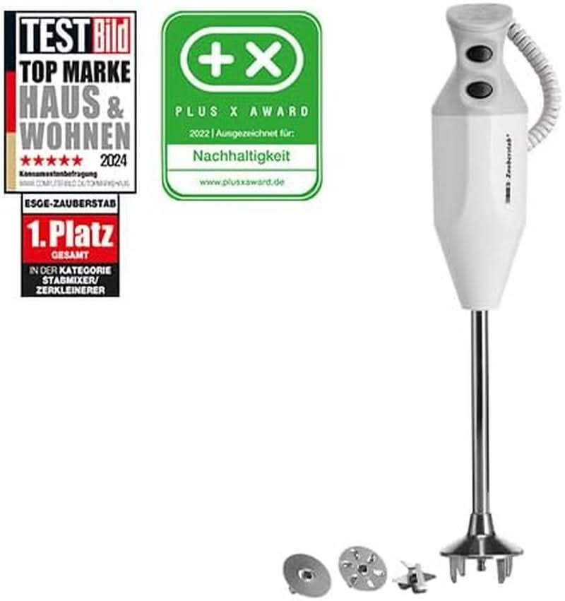 ESGE Zauberstab P 200 Profi, Stabmixer Weiß Inkl. Zubehör, Bis Zu 17 000 U/Min, 90860, Weiß/Grau Kitchen Naty Shop