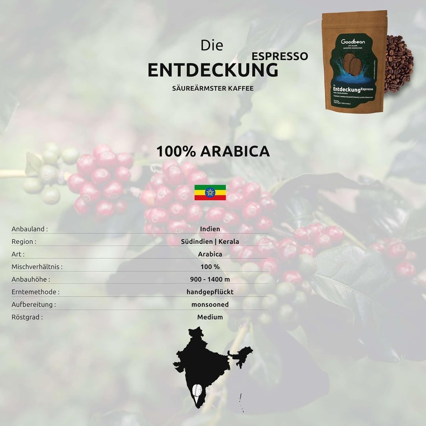 Discovery - Espresso | Kaffebönor 500g - 100% Arabica | för helautomatiska maskiner/portafilter/espresso | Hela kaffebönor | Färska kaffebönor