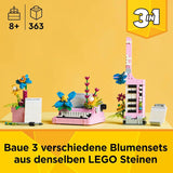 LEGO Creator 3In1 skrivmaskin med blommor - konvertibel leksak till en Keytar-modell eller till en blomkruka med anteckningsbok och penna - byggset - present till flickor och pojkar från 8 år 31169 Byggset Besuche den LEGO-Store