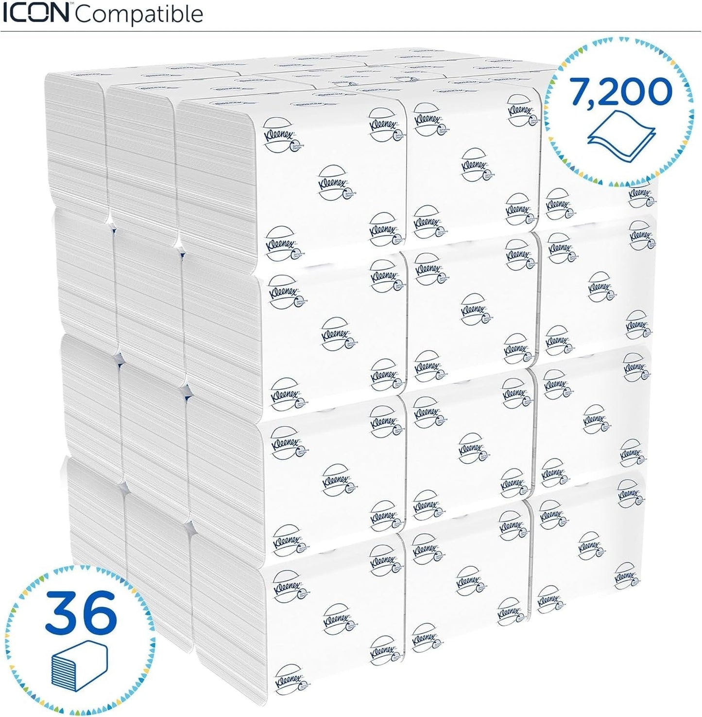 Kleenex enkelarks toalettpapper 8408, 2-lagers toalettpapper i bulkförpackningar, tillverkat av Fsc-certifierat papper, 36 förpackningar X 200 ark (7 200 ark)