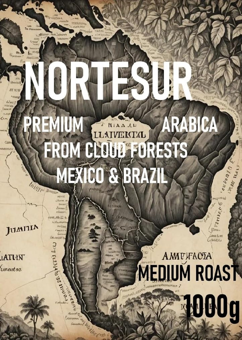 Norte Sur kaffe, starkt kaffe för daglig malning. 100% Arabica från Mexiko och Brasilien.