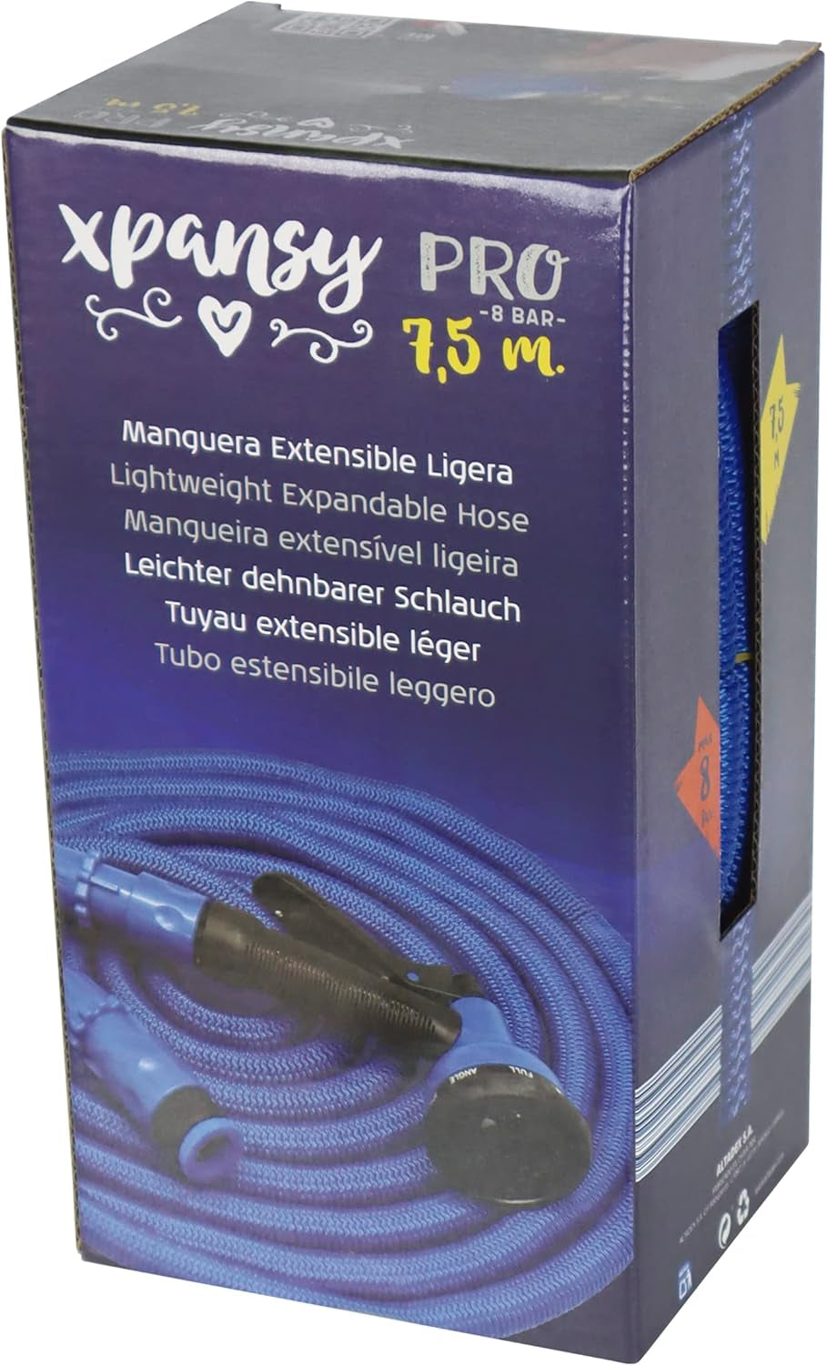 Pro C2607B slang förlängbar med Presión del Agua, Azul, 7,5 meter