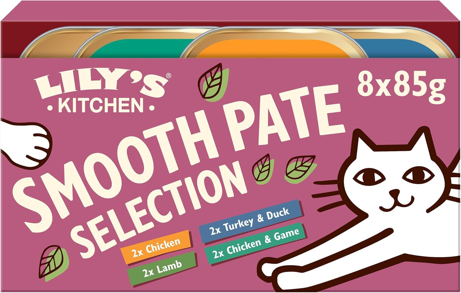 Lily's Kitchen Natural Wet Tender kattmat för vuxna katter, brickor, spannmålsfria recept, sortiment (32 brickor x 85g)