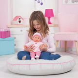 First Words docka med sömniga ögon, talar 24 babyljud, med docka och flaska, 38 cm, rosa/ränder Naty Shop Dolls