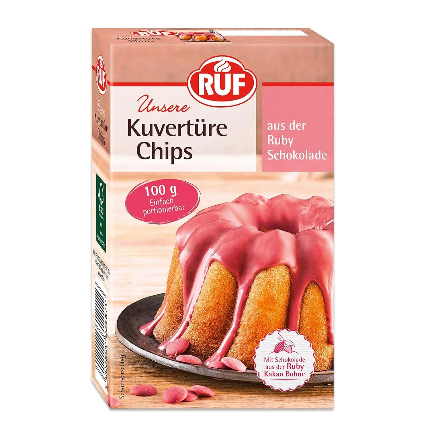 RUF Couverture Chips Ruby, 100 gram glasyr och dekor Naty Shop 100 gram Ruby