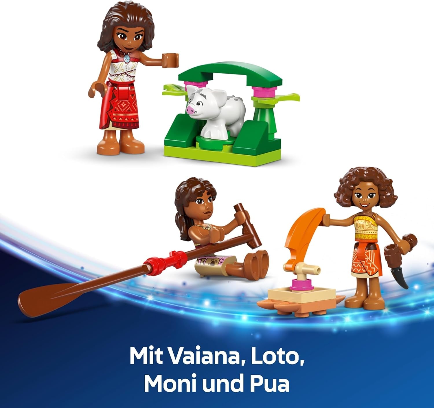 LEGO Ç€ Disney Moana 2: Moana's Adventure Raft - Leksaksbåt med segel, löstagbart däck, lägereld och 3 minidockor inklusive Loto och Moni - Present för tjejer 6+ och fans - 43270 Byggset Beuche den LEGO-Store