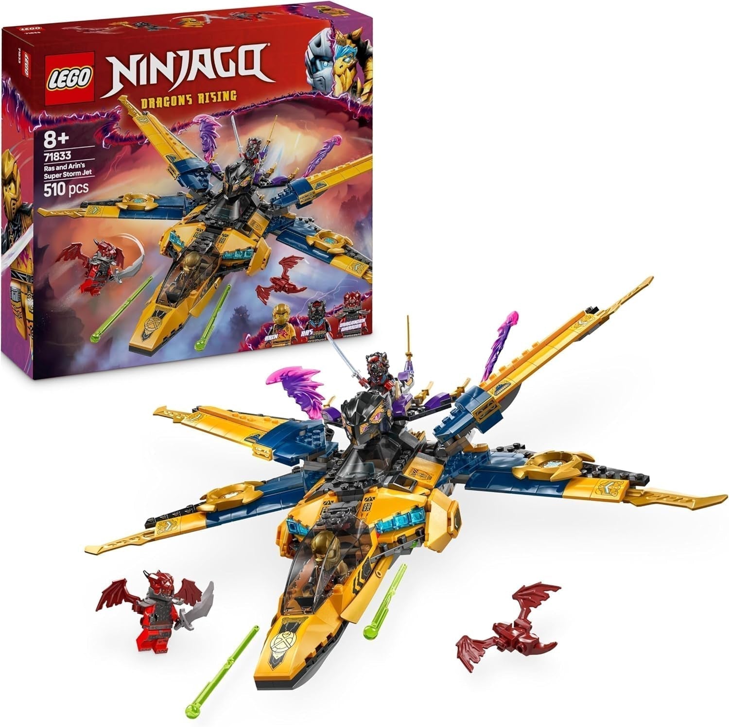 Ras och Arins LEGO NINJAGO Super Storm Flyer - Leksak med drönare, skyttar, blad och motorer - Inkl. 3 Ninja-rollspelsminifigurer - Byggset för pojkar och flickor från 8 år och uppåt 71833 Byggset Besuche den LEGO-Store Standardtitel