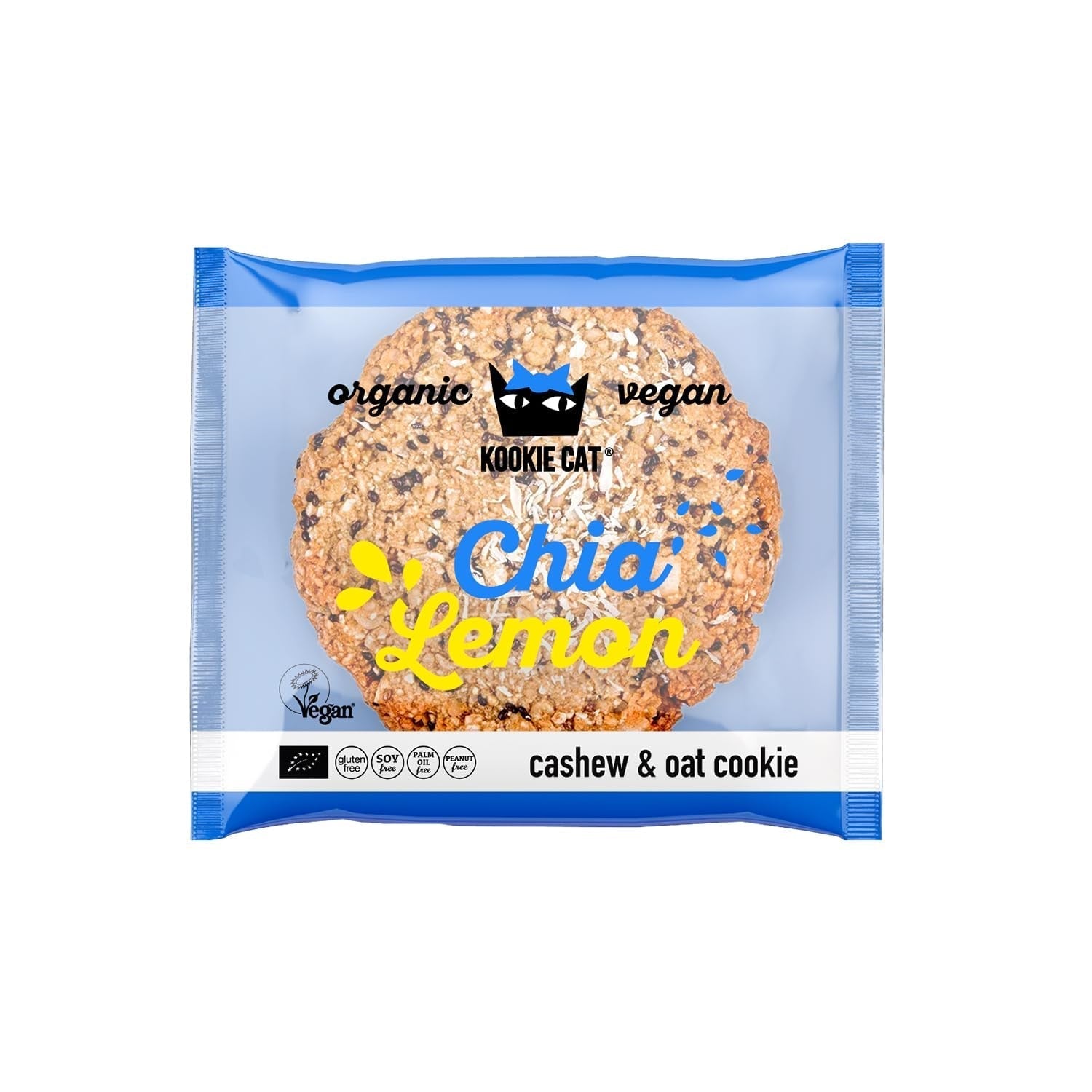 Chia och citron - individuellt förpackade veganska kakor, glutenfria, sojafria, ekologiska, cashewnötter och havre - 12 x 50 g multipack