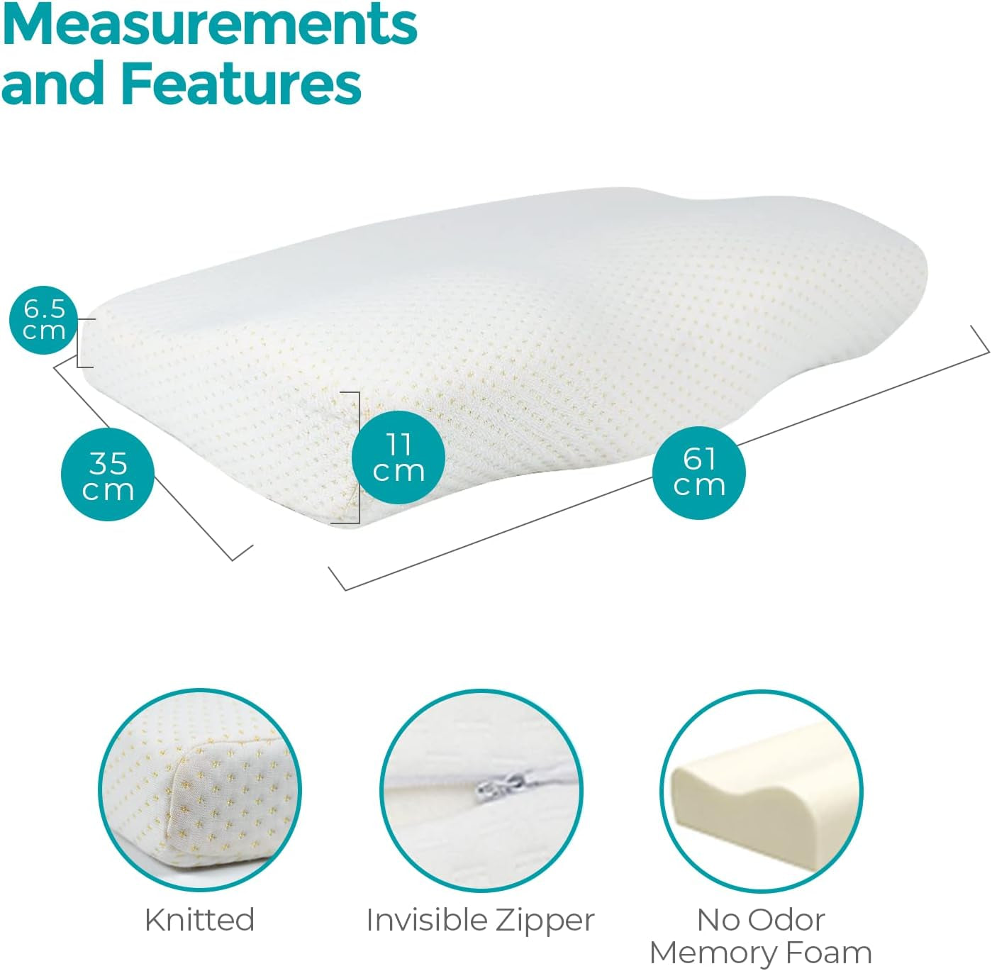 Edihome Nackstödskudde Nack smärtlindringskudde 50 x 30 x 10cm Memory Foam Nackkudde Ortopedisk kudde Ergonomisk dubbel bomullsöverdrag Hypoallergen